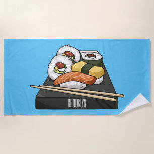 Serviette De Plage Sushi cartoon illustration