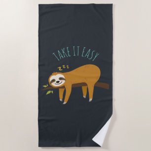 Serviette De Plage Sweet Napping Sloth "Take It Easy"