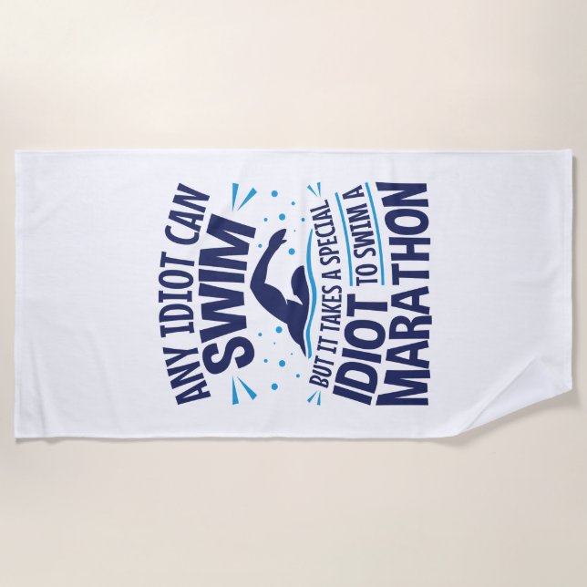 Serviette De Plage Swimming Marathon Open Water Funny Saying (Devant)