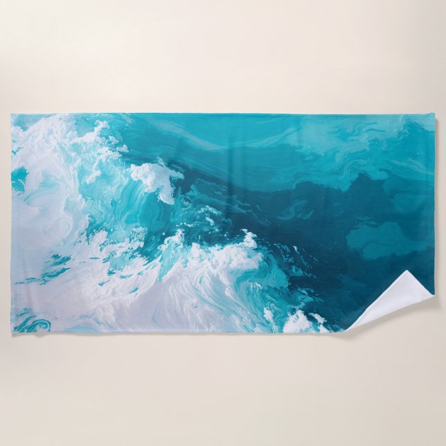 Serviette De Plage Swirling Turquoise Waves Abstract Ocean Wave Art (Devant)