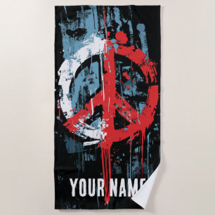 Serviette De Plage Symbole de Paix Graffiti Art de Rue