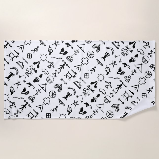Serviette De Plage Symboles d'images amérindiens (Devant)
