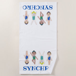 Serviette De Plage Synchronisation Swimmer Girls Swim Team Synchro