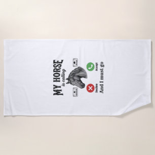 Serviette De Plage T-Shirt_1 de gravure vintage d'appel de cheval drô