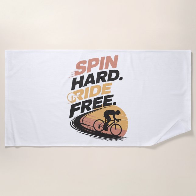 Serviette De Plage T-shirt Bicycling gratuit à vélo (Devant)