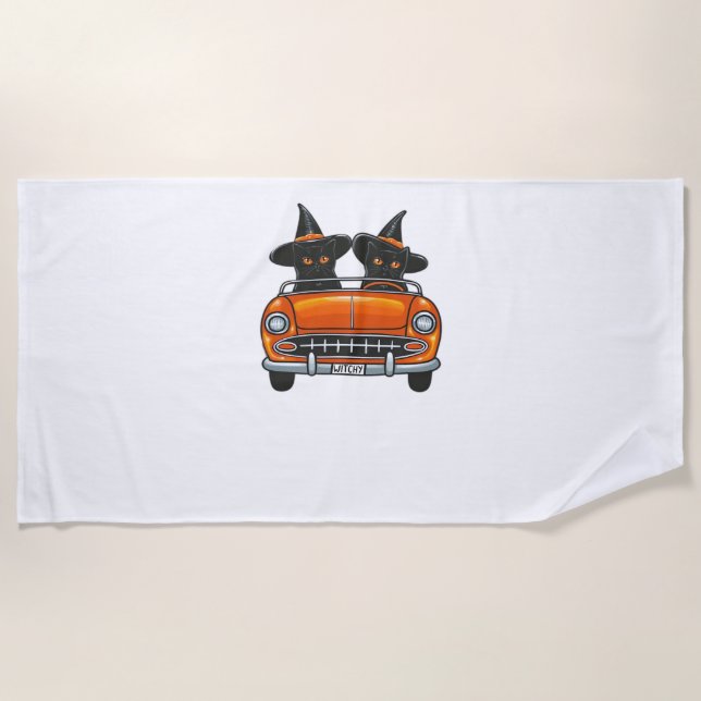Serviette De Plage T-shirt classique Chats de cuisine Halloween (Devant)