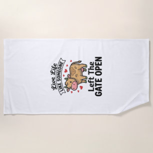 Serviette De Plage T-shirt design avec gravure vintage de vache drôle
