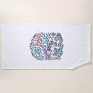 Serviette De Plage T-Shirt Licorne Crinière Salée Âme Ensoleillée Sty