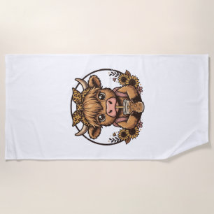 Serviette De Plage T-shirt vintage à fleur de tournesol de café de va
