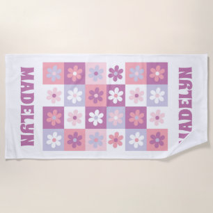 Serviette De Plage Tableau de contrôle de marguerite Super rose et vi