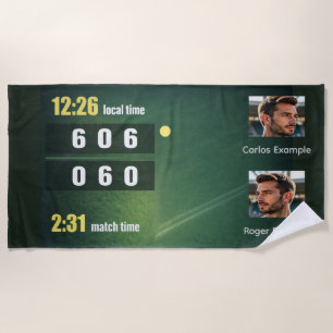 Serviette De Plage Tableau de score de tennis personnalisé Résultat d