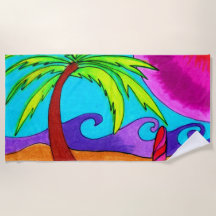 Tableau de surf dans le sable