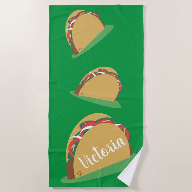 Serviette De Plage Taco Nom flottant Green Beach Towel (Devant)