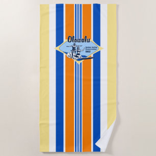 Serviette De Plage Tandem Surf Hawaiian Surf Vintage - Jaune