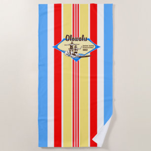 Serviette De Plage Tandem Surf Hawaiian Vintage Surf - Bleu
