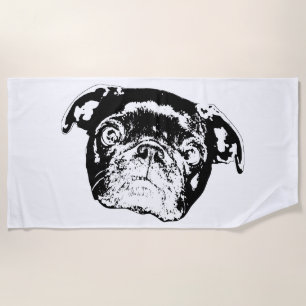 Serviette De Plage Tapis de bain Pug Crisp
