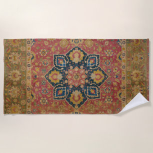 Serviette De Plage Tapis persan asiatique Kashan en or rouge
