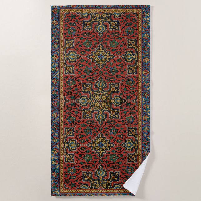 Serviette De Plage Tapis Perse Tapis Rouge Bleu classique (Devant)