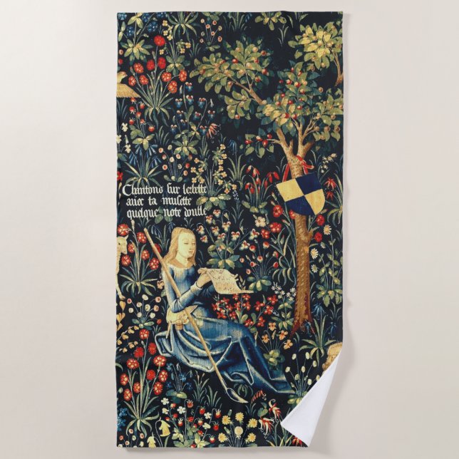Serviette De Plage Tapisserie de la Renaissance médiévale Bergers et  (Devant)