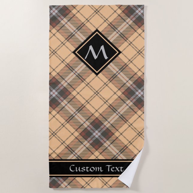 Serviette De Plage Tartan beige et Brown (Devant)