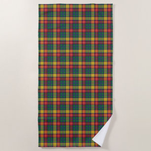 Serviette De Plage Tartan Clan Buchanan Plaid Jaune Rouge Vert Chèque