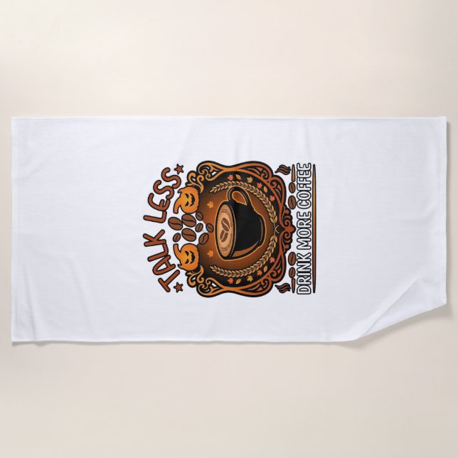 Serviette De Plage Tasse Café Halloween Citrouilles Parle Moins Boit  (Devant)