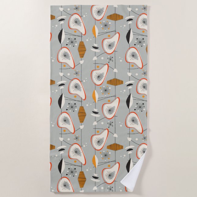 Serviette De Plage Teal géométrique et motif bleu (Devant)