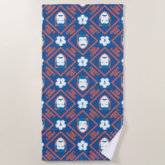 Serviette De Plage Ted Lasso | Motif de diamant face et balle (Devant)