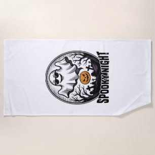 Serviette De Plage Tee à gravure vintage Halloween fantôme cool Art_1