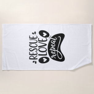 Serviette De Plage Tee Chien Patte Sauvetage Amour Répéter