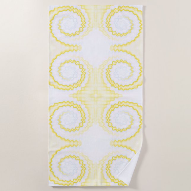 Serviette De Plage Teinture tourbillon funky rétro super jaune blanc (Devant)