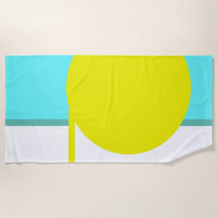 Serviette De Plage Téméraire Abstrait Cercle Turquoise Vert Jaune