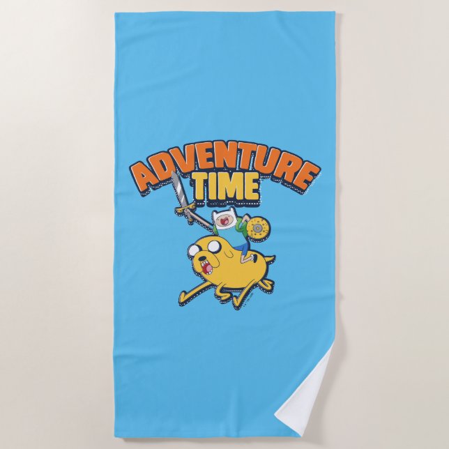 Serviette De Plage Temps d'aventure | Finn Riding Jake (Devant)