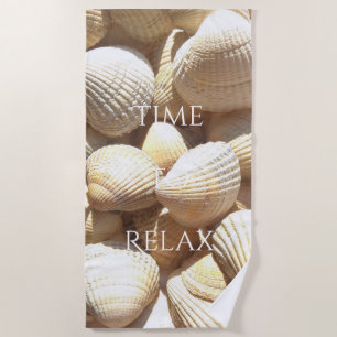 Serviette De Plage Temps de se détendre ou votre texte Sea Shells Bea
