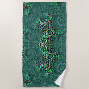 Serviette De Plage Tentacules tournoyants turquoises Octopus Fractal