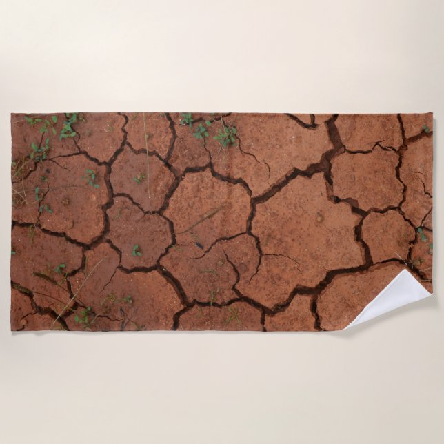 Serviette De Plage terrain sec et fissuré (Devant)