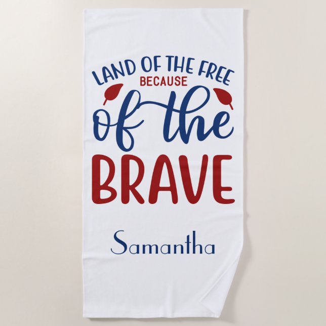Serviette De Plage Terre des Libres à cause du Brave Bleu Rouge (Devant)