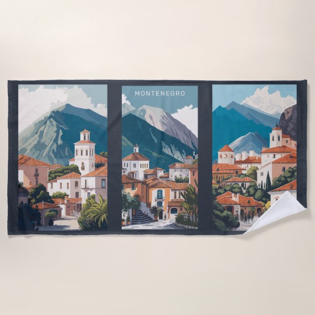 Serviette De Plage Texte personnalisé Monténégro (Devant)