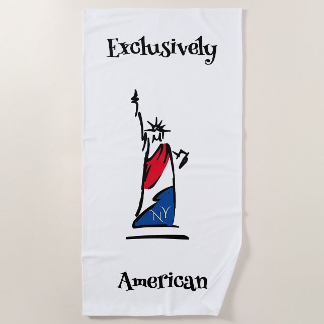 Serviette De Plage Texte Personnalisé Statue de Liberty Lady Liberty  (Devant)