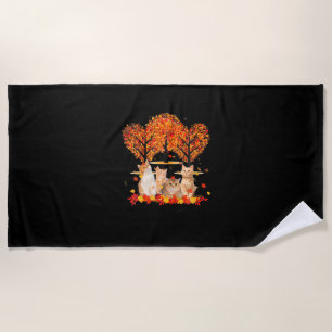 Serviette De Plage Thanksgiving Maple Cat Heart Shape Tree Leaf