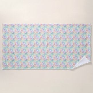 Serviette De Plage Thème coquillage pastel et océan