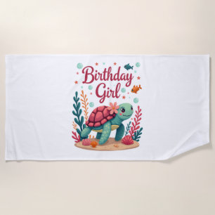 Serviette De Plage Thème de Tortue de Mer pour Fille d'Anniversaire F