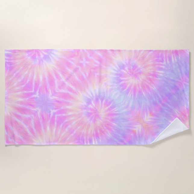 Serviette De Plage Tiedye Pastel Rainbow Spirale Hippie Tie Dye (Devant)