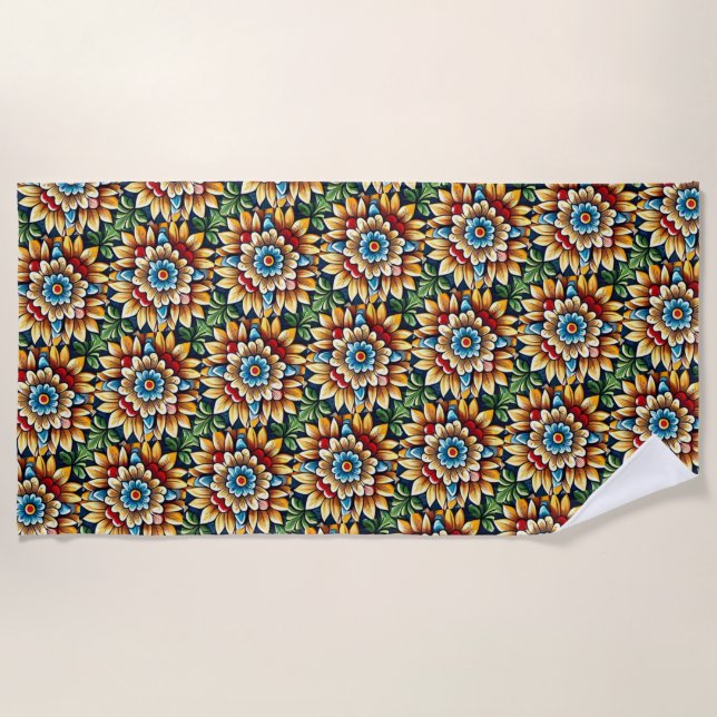 Serviette De Plage Tilework Beach Towne de la Talavera mexicaine (Devant)
