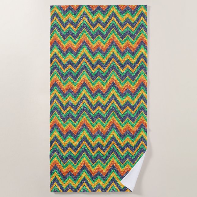 Serviette De Plage Tissu de parties scintillant motif en chevron colo (Devant)
