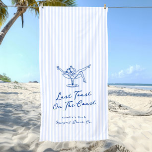 Serviette De Plage Toast Dernier bleu à main blanche tiré sur la côte