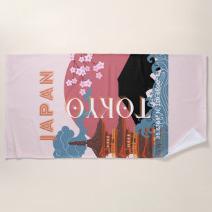 Serviette De Plage Tokyo Japon Art de voyage, Art de voyage rétro