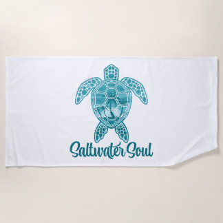 Serviette De Plage Tortue de mer tropicale Soul d'eau salée avec palm