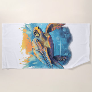 Serviette De Plage Tortue sous-marine sereine
