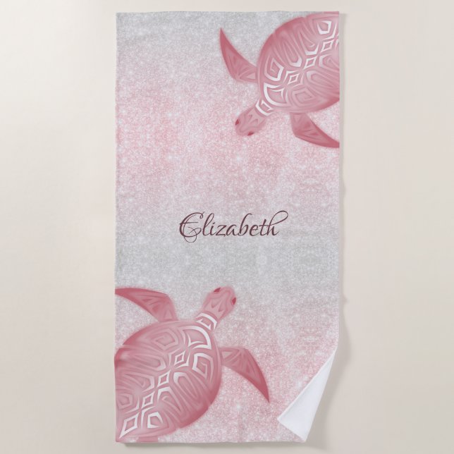 Serviette De Plage Tortues de Parties scintillant de fille Monogram C (Devant)